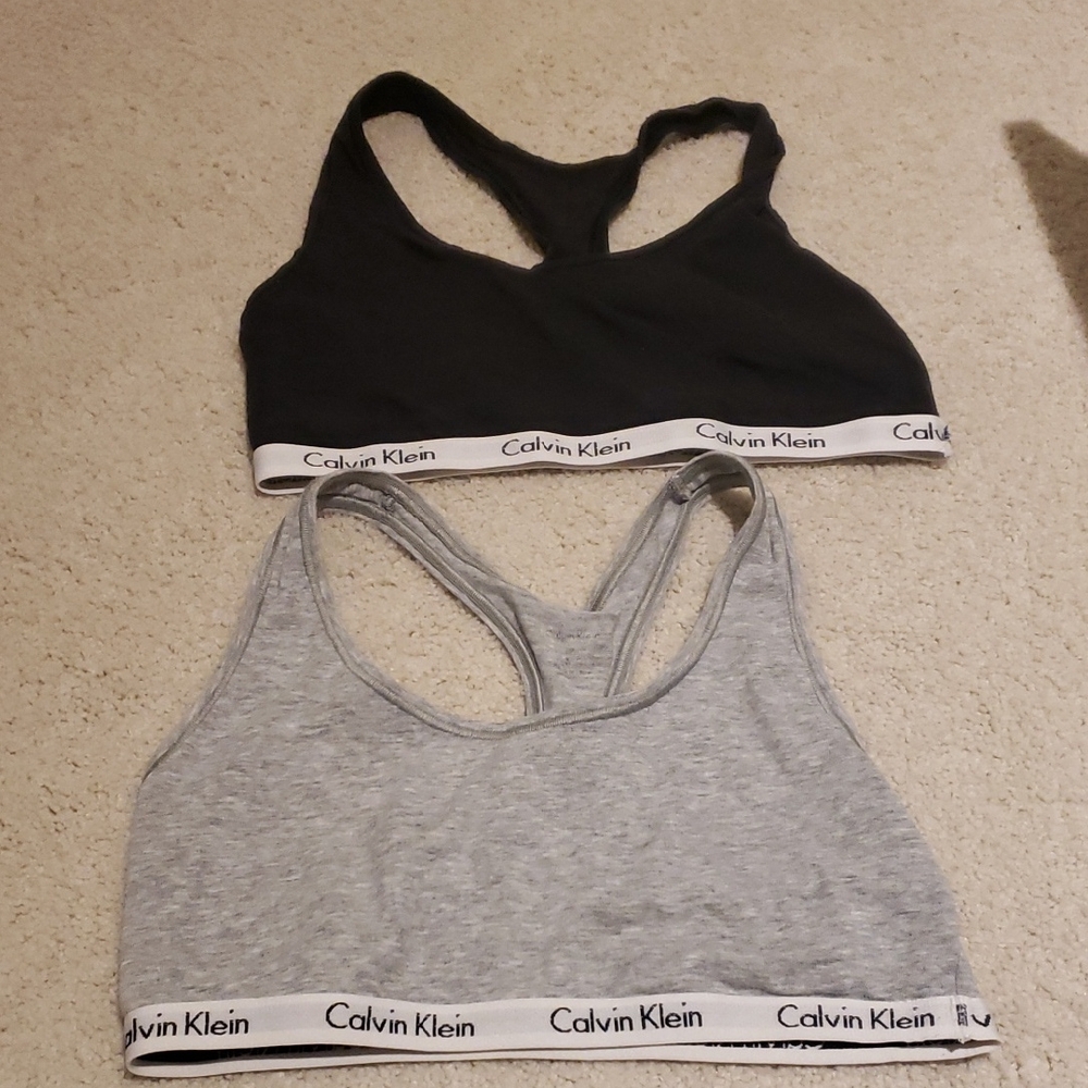 Calvin Klein Black and Gray Bralette Duo